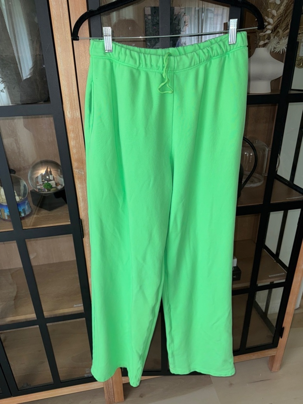SKIMS French Terry Sweatpants wide leg joggers neon high rise drawstring